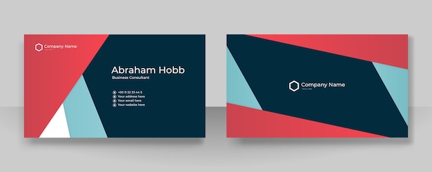 Vector modern blue and red business card design template with professional corporate and minimalist concept