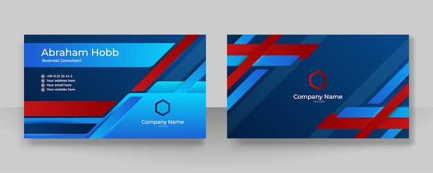 Modern blue red and white business card design template