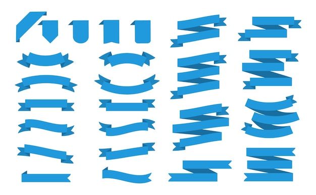Современные синие ленты для дизайна.
