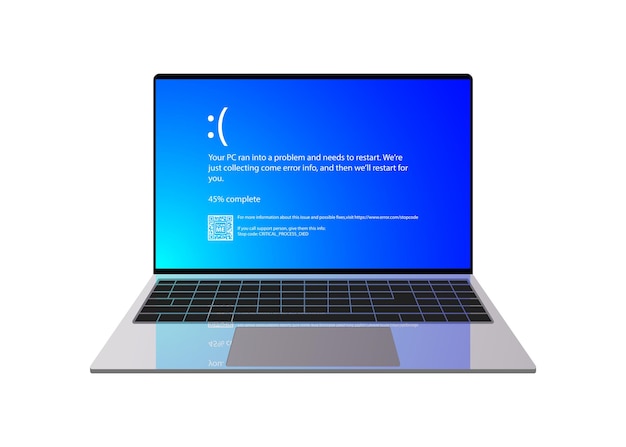 Vector modern blue screen of death (bsod) error on laptop installation new software and hardware problem