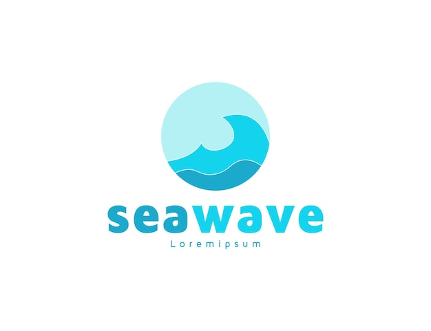 Modern blue sea wave logo design