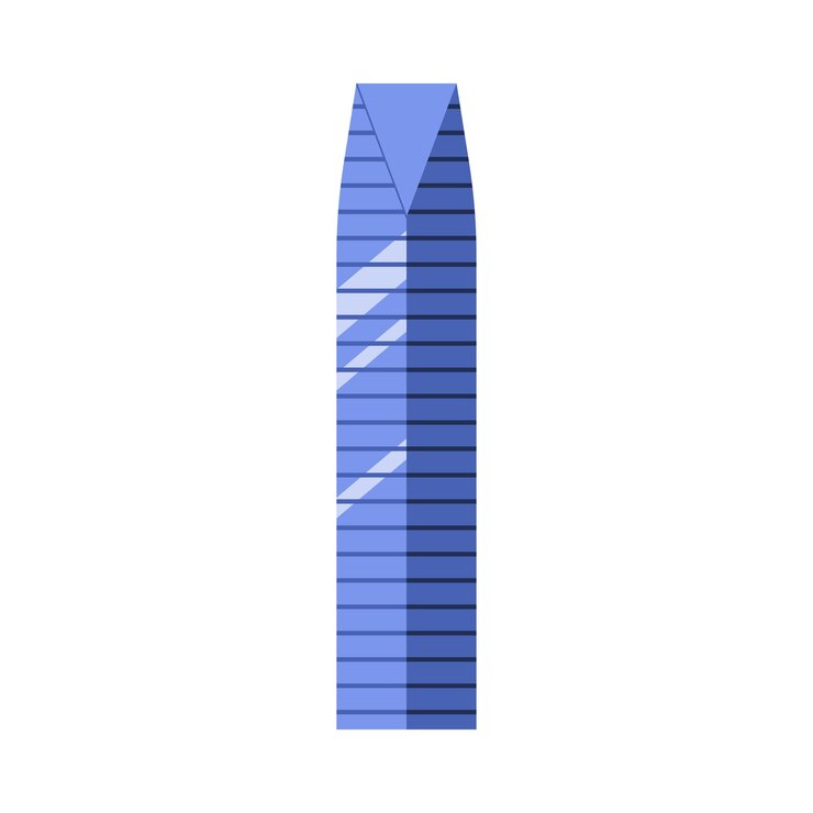 Vector modern blue skyscraper tall glass futuristic office tower building
