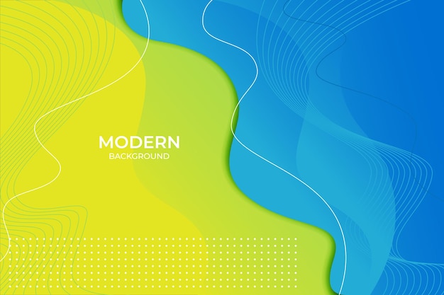 Modern blue and soft green fluid gradient background with curvy shapes Free Vector