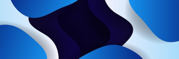 Banner di sfondo tecnologia blu moderna con elementi astratti fluidi liquidi onda bianca