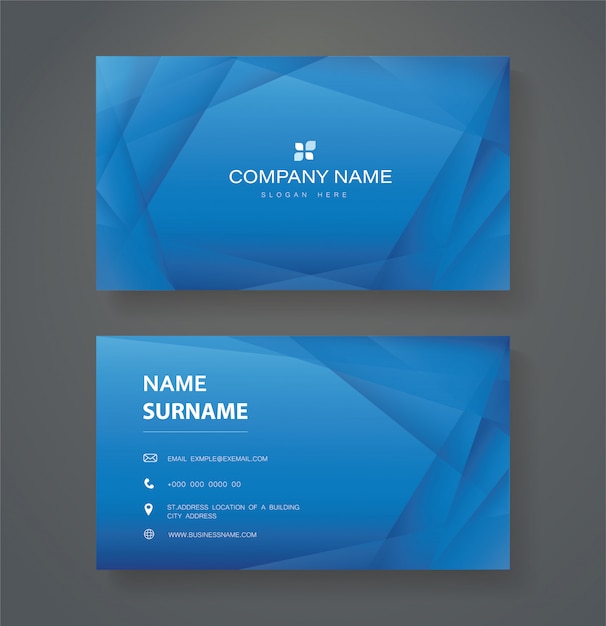 Modern blue triangle double sided business 