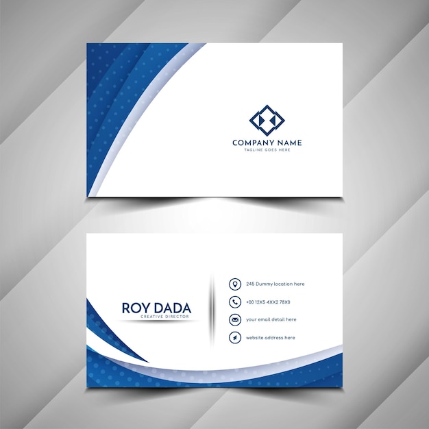 Modern blue wave design corporate business card