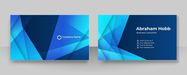 Modern blue and white business card design template