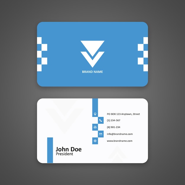 Современный синий и белый круглый угол визитной карточки шаблон дизайна