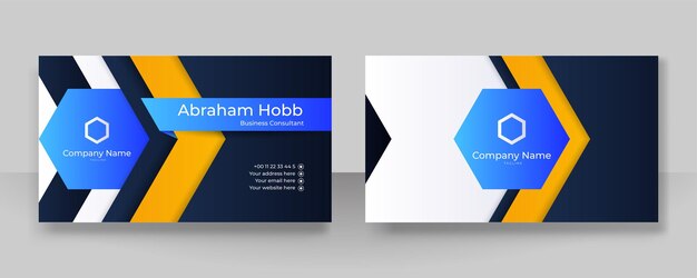 Vector modern blue and yellow business card design template