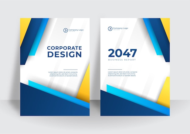 Fondo corporativo moderno di progettazione della copertura di affari giallo blu. copertine digitali contemporanee blu, modelli, poster, brochure, banner, volantini. design astratto minimale tecnologia futuristica