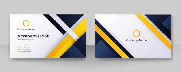 Modern blue yellow and white business card design template