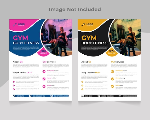 Modern body building and gym body fitness flyer template