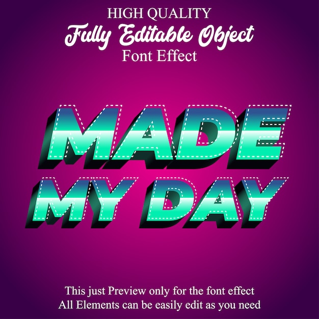 Vector modern bold 3d editable font effect