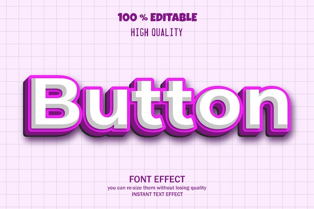 Modern bold button text style editable font effect