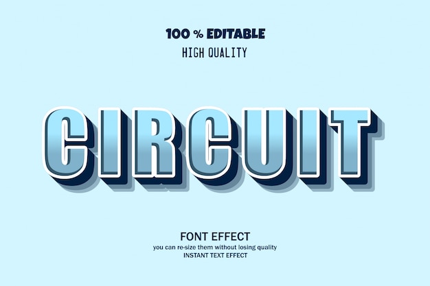 Modern bold circuit text style editable font effect