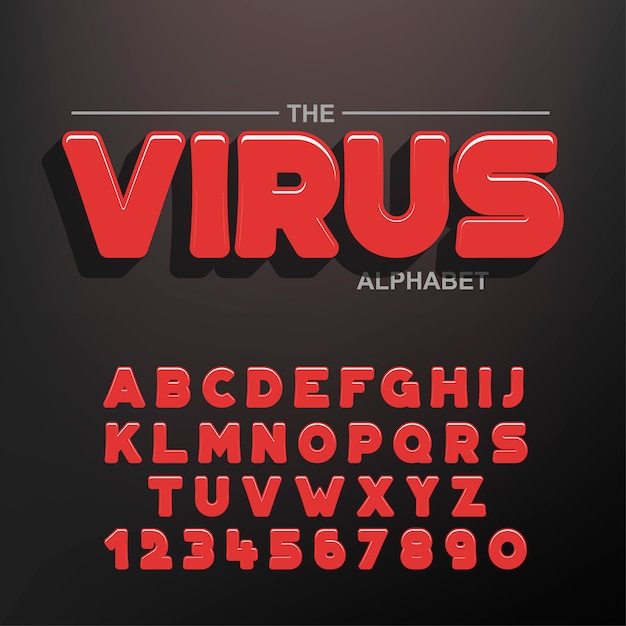 Vector modern bold font and alphabet, font with shadow.