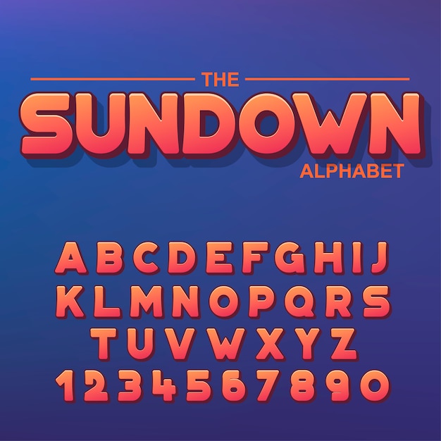 Modern bold font and alphabet, Font with shadow.