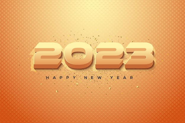 Modern and bold happy new year 2023 with golden colors