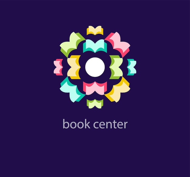 モダン ブック センターのロゴ アイコン ユニークなコーポレート デザインのグラデーション ブック リーディング センター テンプレート