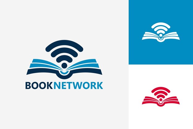 Modern book hotspot network logo template design vector, emblem, design concept, creative symbol, icon