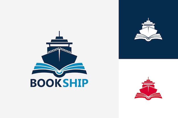 Modern Book Ship Logo Template Design Vector, Emblem, Design Concept, Creative Symbol, Icon