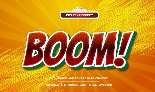 Modern boom comic editable text style effect illustrator vector design template