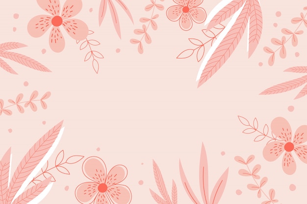 テキスト用のスペースとピンク色のモダンな植物の背景デザイン。