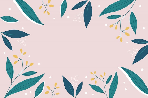 Vector modern botanical background design in pink colors with space for text.