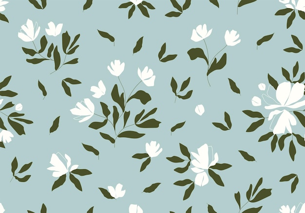 Modern botanical seamless vector pattern  floral illustration Vintage wallpaper with flowers