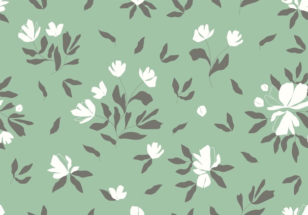 Modern botanical seamless vector pattern  floral illustration Vintage wallpaper with flowers