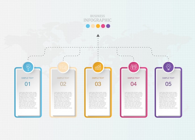 Scatola moderna infographics ed icone per il business attuale.