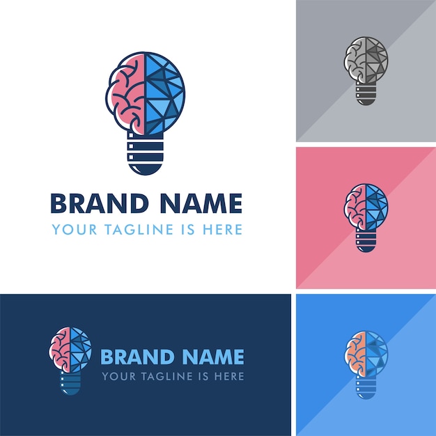 Vector modern brain bulb logo