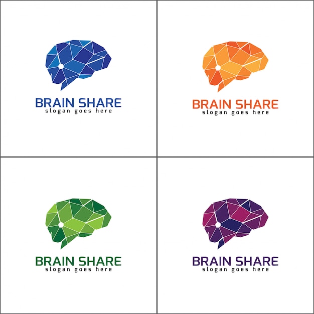 Вектор Современный шаблон дизайна логотипа мозга.