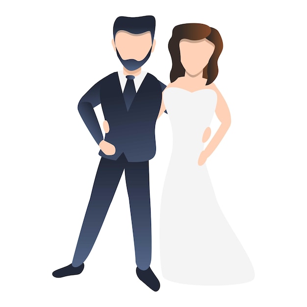 벡터 현대 신부 커플 아이콘 화이트 배경에 고립 된 웹 디자인을위한 현대 신부 부부 터 아이콘의 만화