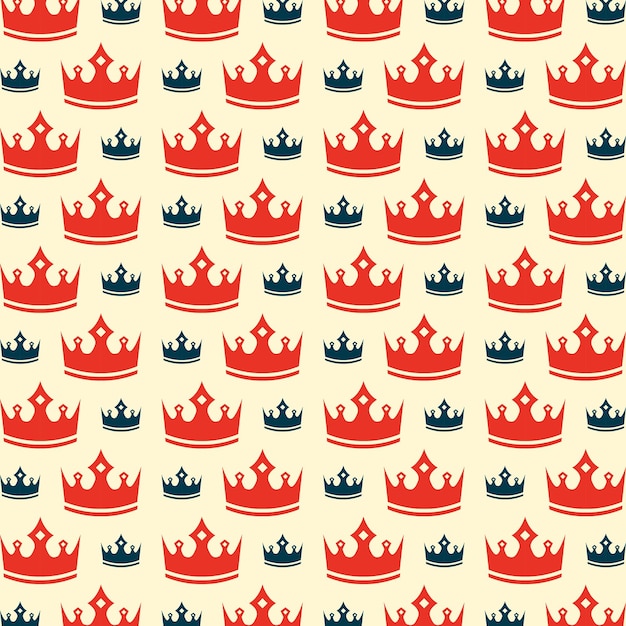 Modern bright creative colorful seamless pattern with golden crown vector illustration background