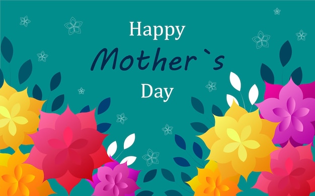 Illustrazione moderna e luminosa di happy mother's day con fiori di carta e scritte design per banner