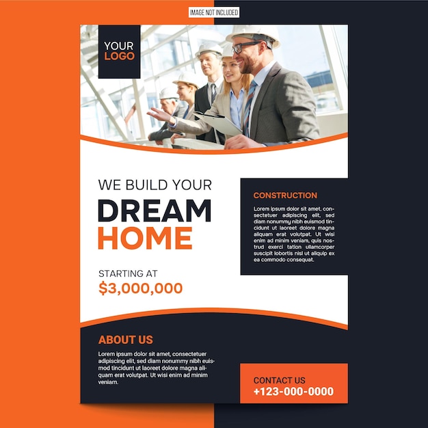 Vector modern brochure and home sale flyer design template