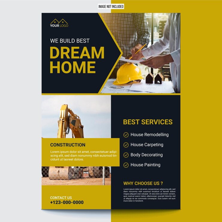 Vector modern brochure and home sale flyer design template
