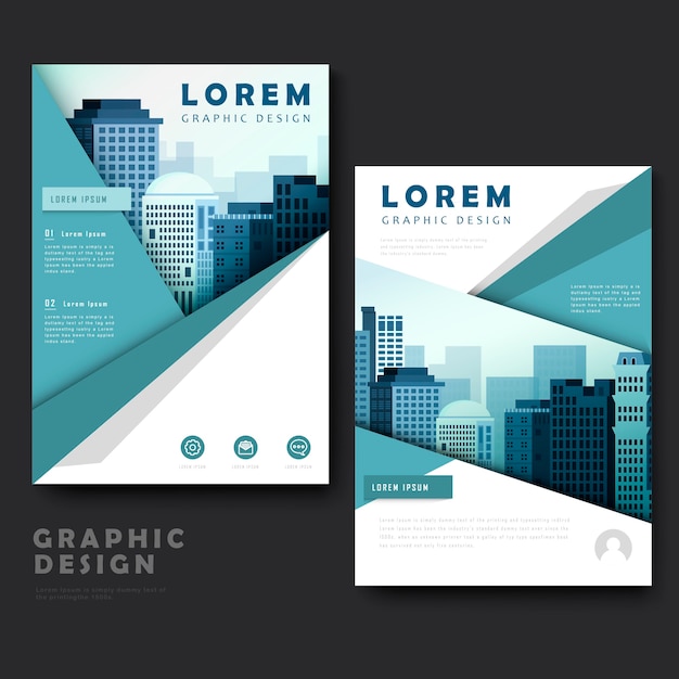 Modern brochure sjabloonontwerp met stedelijk landschap