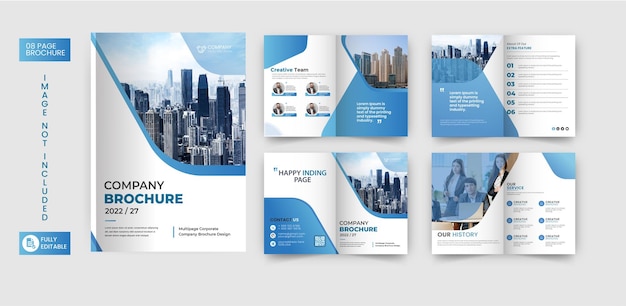 Modern brochure template design with blue gradient shapes multi pages business brochure design