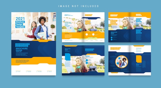 Vector modern brochure template design with blue and yellow shape