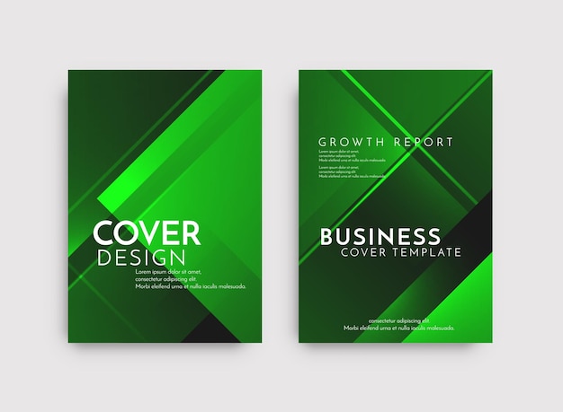 Vector modern brochure template geometric green design set