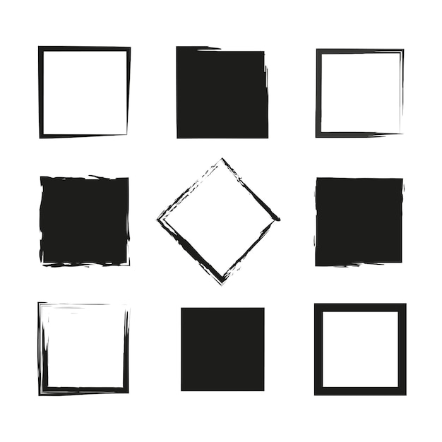 Modern brush squares. Geometric shape. Ink paint brush stain. Vector illustration.