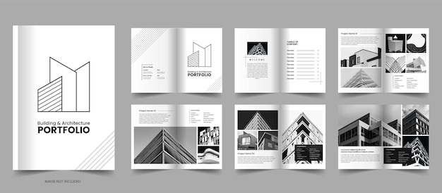 Modern Building and Architecture portfolio template or Interior design portfolio