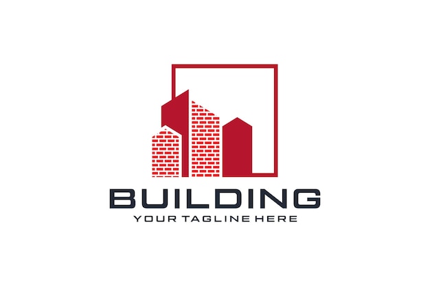 Vector modern building logo design inspiration with bricks