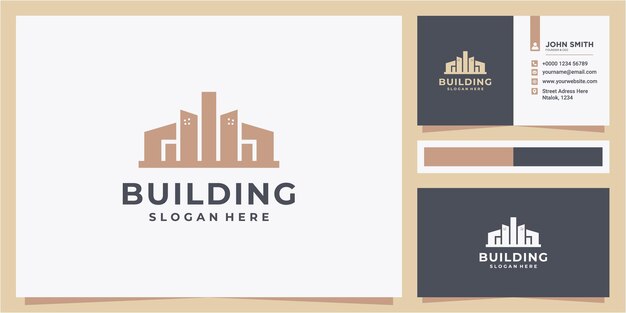 Modern building logo design template. Luxury Real Estate Building Gold Vector Logo Template