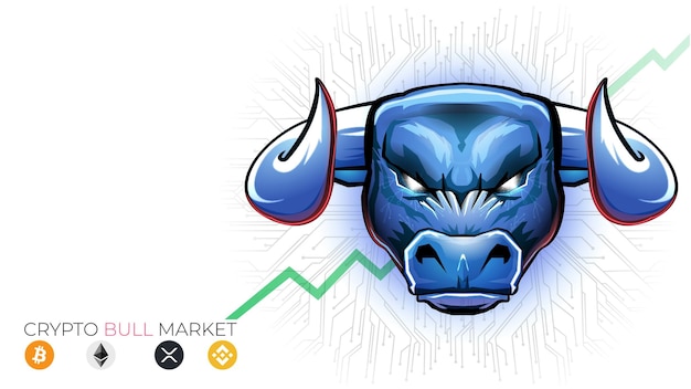 Вектор Современный криптовалютный бык