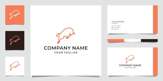 Modern Bull Line Art Logo Design