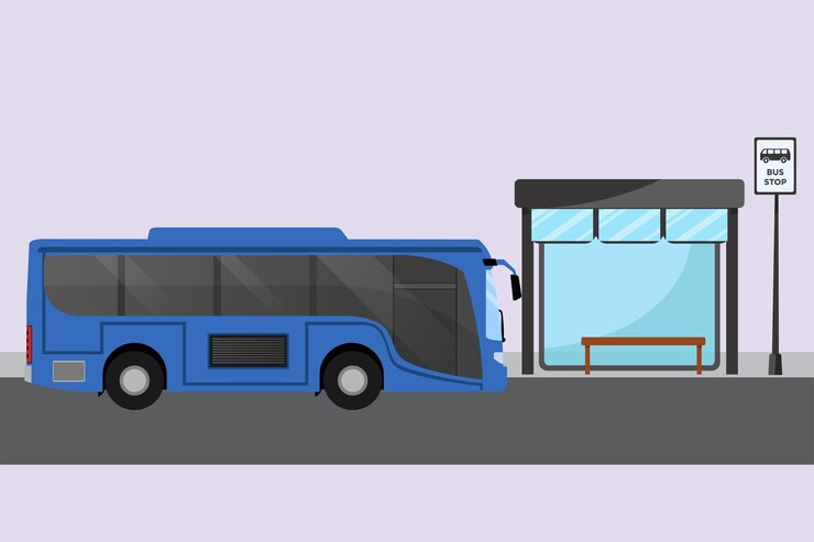 Vector modern bus land transportation concept colored flat vector illustration isolated