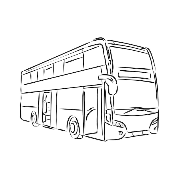 Modern bus symbol, outlined vector icon. bus vector sketch illustration